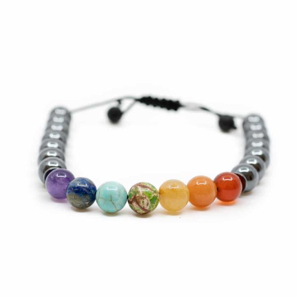 7 Chakra- und Hämatit-Edelsteinarmband