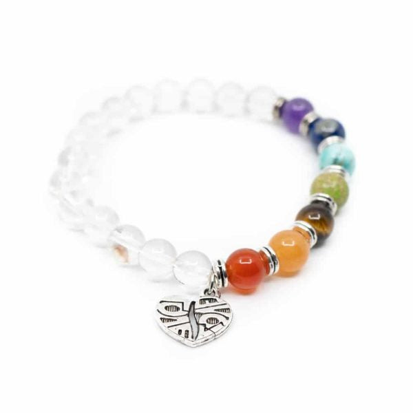 7 Chakra Edelstein- und Bergkristallarmband