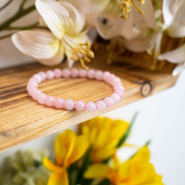 Bracelet "paix" Quartz rose 8mm