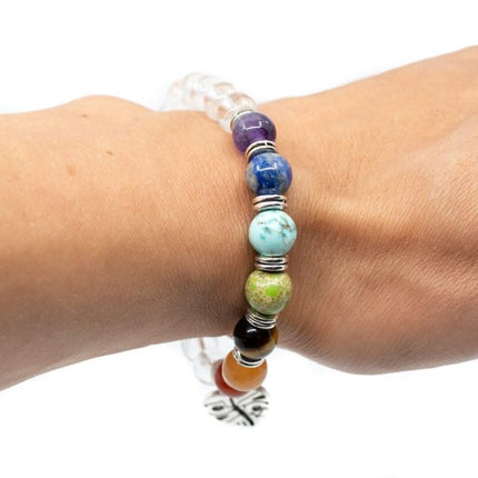 7 Chakra Edelstein- und Bergkristallarmband