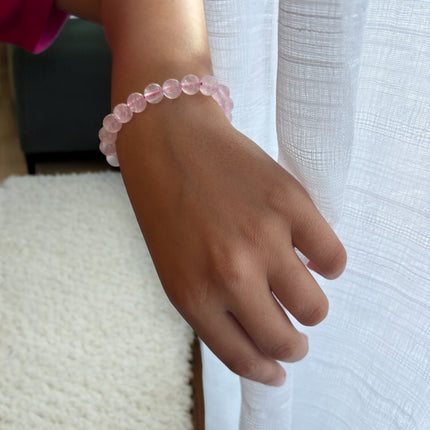 Bracelet "paix" Quartz rose 8mm