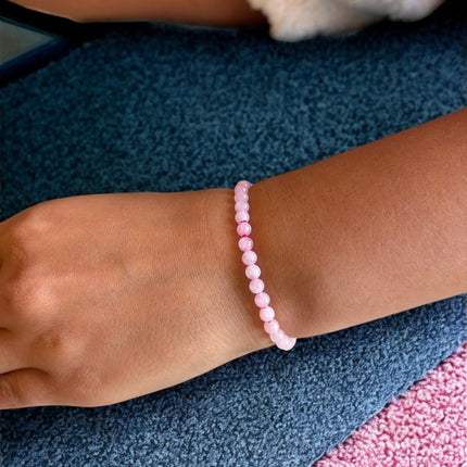 Bracelet "paix" Quartz rose 4mm