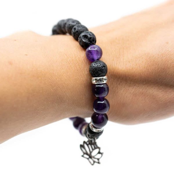 "Anti-Stress und Mut" Armband Lavastein und Amethyst