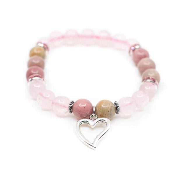 Bracelet Coeur "Amour et Joie de vivre" Quartz rose 8mm