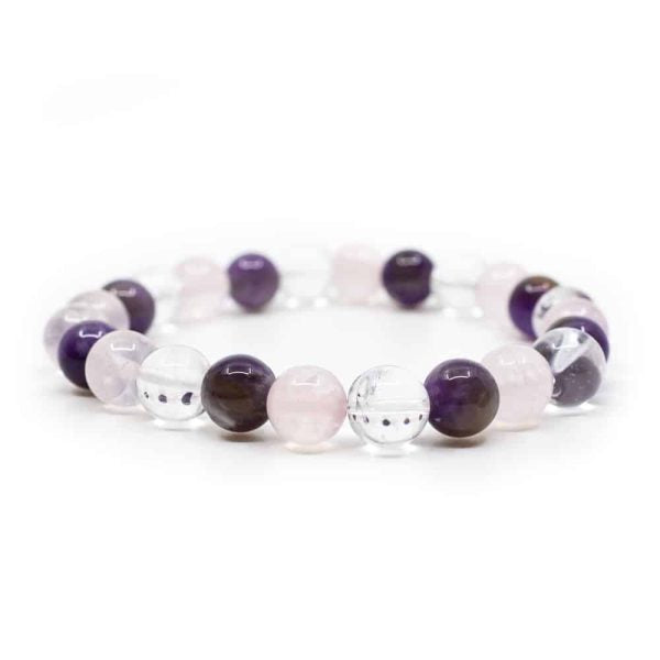 "Anti-Stress" Armband Amethyst, Rosenquarz und Bergkristall 8mm