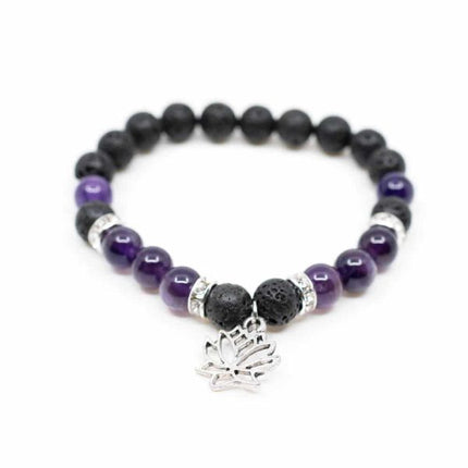 "Anti-Stress und Mut" Armband Lavastein und Amethyst