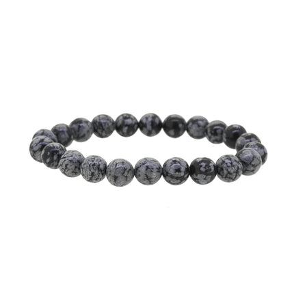 Bracelet "anxiété" obsidienne flocon de neige 8mm