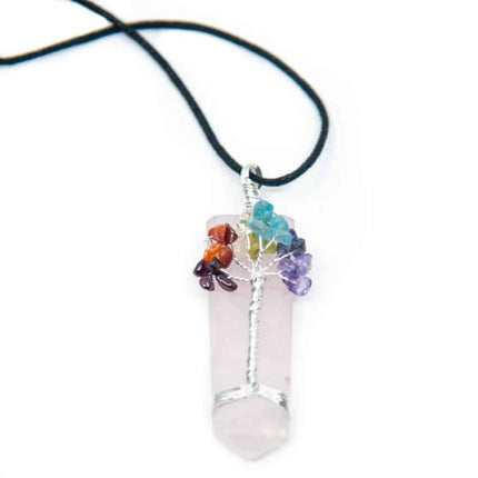 Pendentif Arbre de Vie Quartz Rose