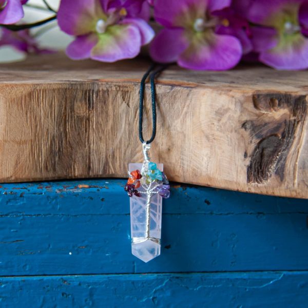 Pendentif Arbre de Vie Quartz Rose