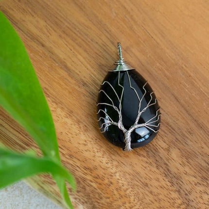 Pendentif Arbre de Vie Obsidienne