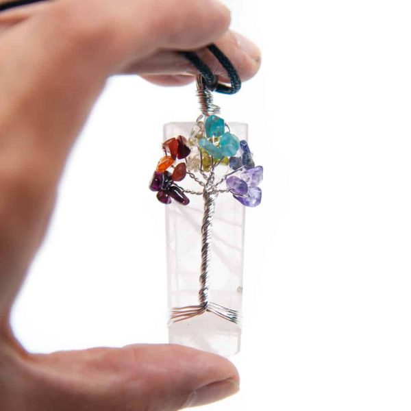 Pendentif Arbre de Vie Quartz Rose