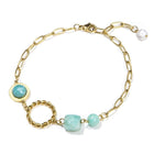 Bracelet Amazonite en Acier Inoxydable Doré 23cm