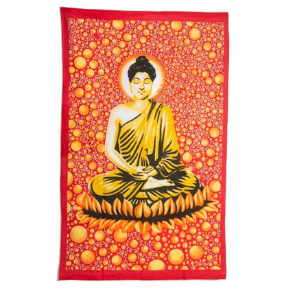 Roter und gelber Buddha-Wandteppich