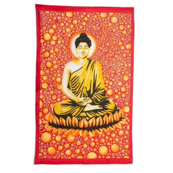 Roter und gelber Buddha-Wandteppich